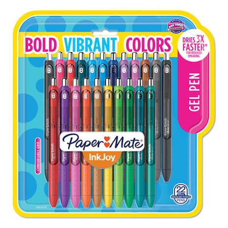Paper Mate 0.7 mm Gel Pen, Assorted Ink - 22 per Set PA472745